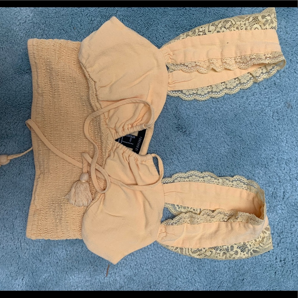 Yellow milk maid tie top with shirred waist